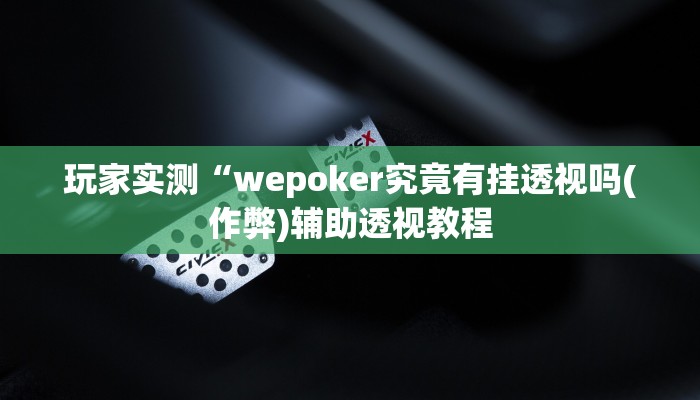 辅助神器WEPoKeR透视辅助器(透视)功能”学会包赢