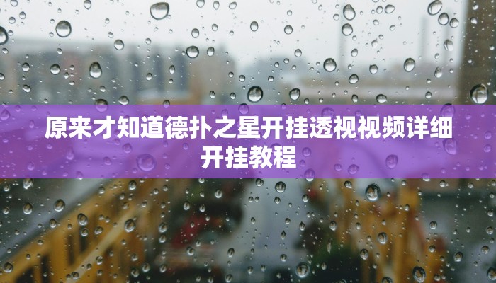 原来才知道德扑之星开挂透视视频详细开挂教程
