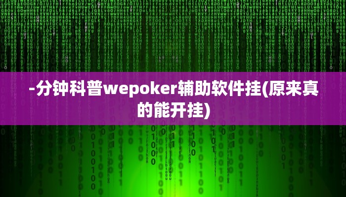 -分钟科普wepoker辅助软件挂(原来真的能开挂)