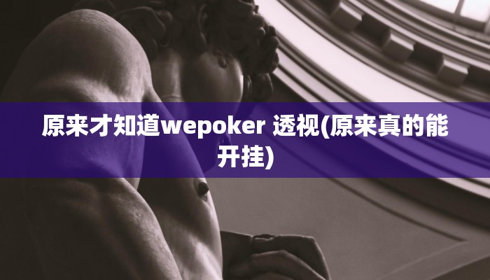 原来才知道wepoker 透视(原来真的能开挂)