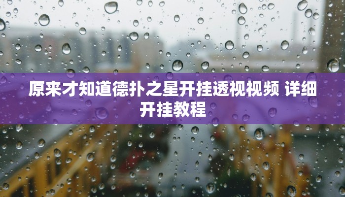 原来才知道德扑之星开挂透视视频 详细开挂教程