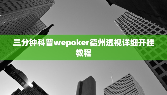 三分钟科普wepoker德州透视详细开挂教程