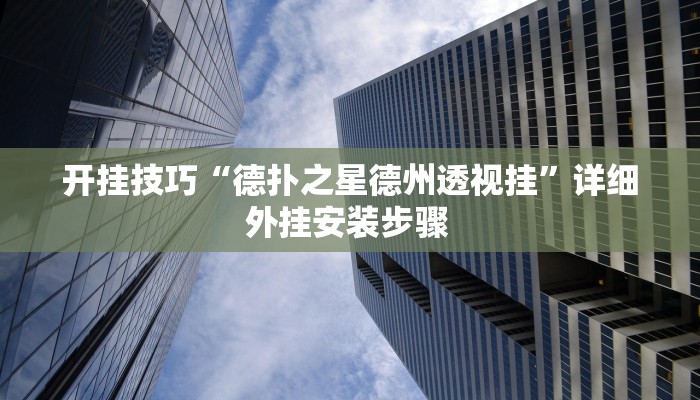 开挂技巧“德扑之星德州透视挂”详细外挂安装步骤 