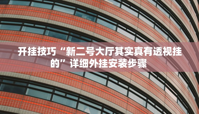 开挂技巧“新二号大厅其实真有透视挂的”详细外挂安装步骤 