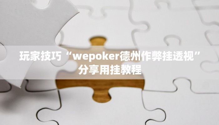 玩家技巧“wepoker德州作弊挂透视”分享用挂教程 玩家技巧“wepoker德州作弊挂透视”分享用挂教程