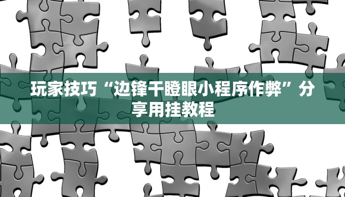 玩家技巧“边锋干瞪眼小程序作弊”分享用挂教程 玩家技巧“边锋干瞪眼小程序作弊”分享用挂教程