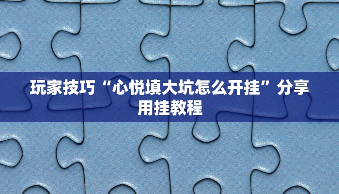 玩家技巧“心悦填大坑怎么开挂”分享用挂教程 玩家技巧“心悦填大坑怎么开挂”分享用挂教程