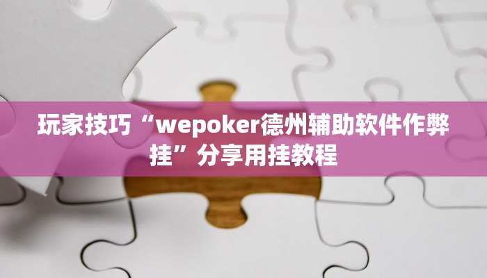 玩家技巧“wepoker德州辅助软件作弊挂”分享用挂教程 玩家技巧“wepoker德州辅助软件作弊挂”分享用挂教程