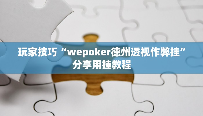 玩家技巧“wepoker德州透视作弊挂”分享用挂教程 玩家技巧“wepoker德州透视作弊挂”分享用挂教程