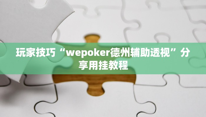 玩家技巧“wepoker德州辅助透视”分享用挂教程